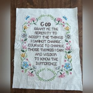 Vintage hand-stitched Serenity Prayer